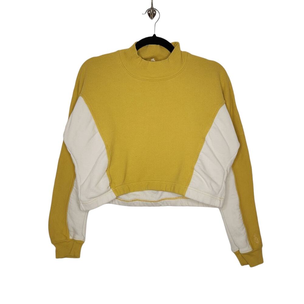 Free People Movement Cropped Long Sleeve Open Back Colorblock Sweatshirt XS